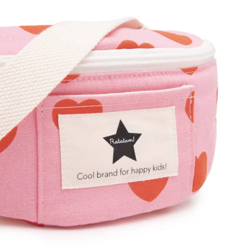 Bauchtasche mit Herzmotiven - Rosa und Rot