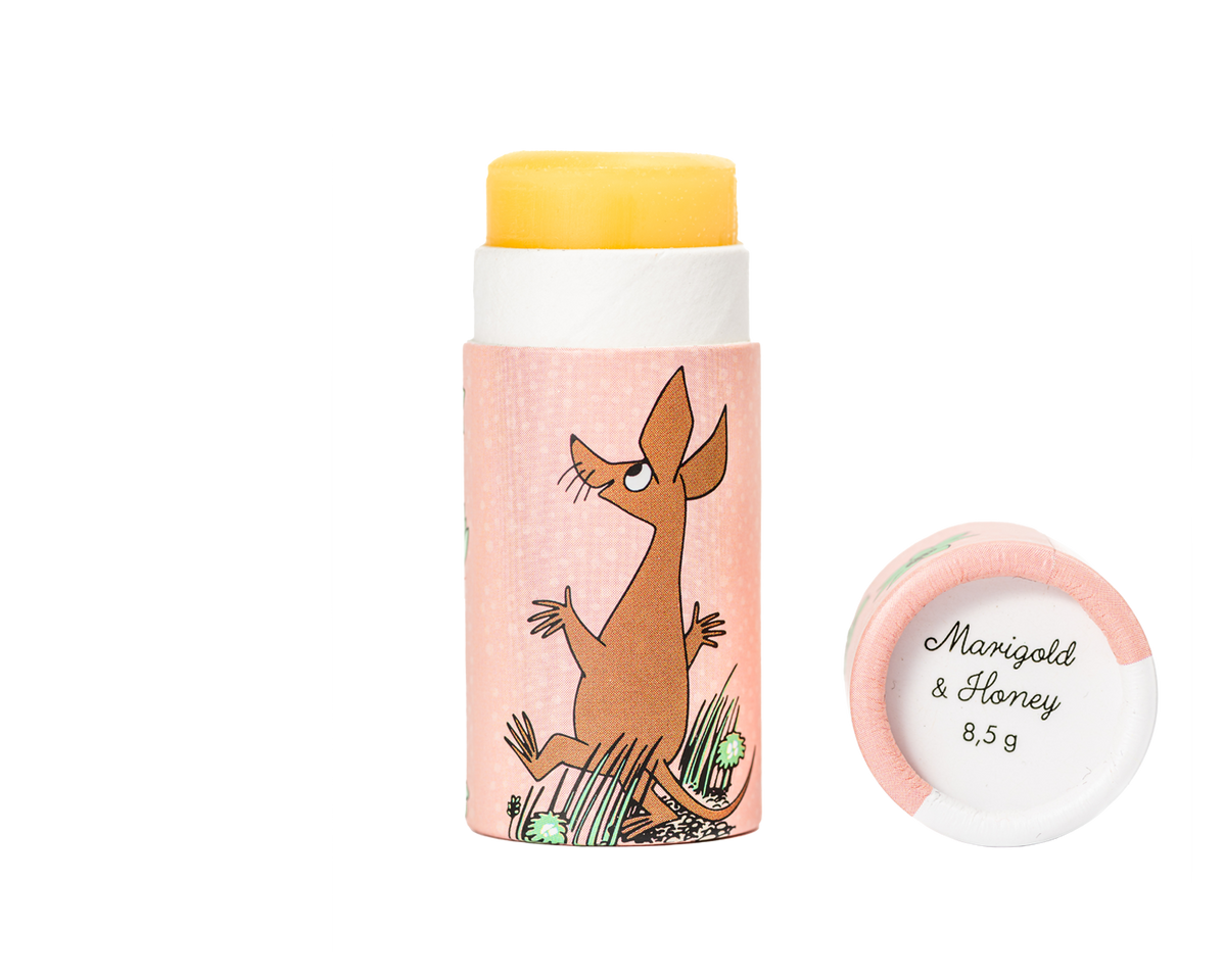 Moomin-Lippenbalsam aus Bienenwachs mit Ringelblume & Honig