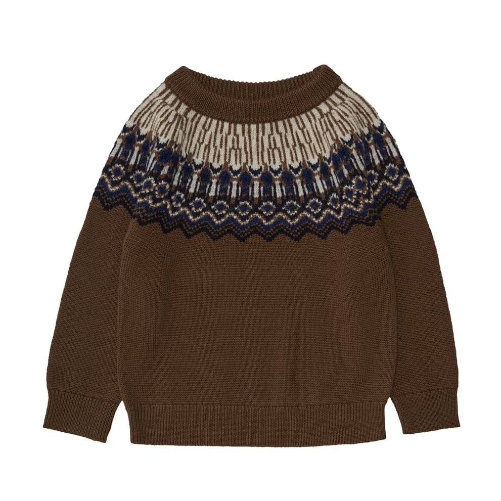 Fair Isle Pullover, bernsteinfarben