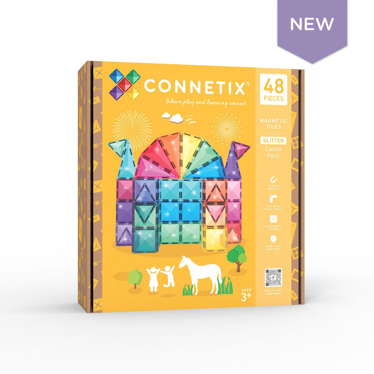 Connetix Glitter Castle Pack, 48 pc
