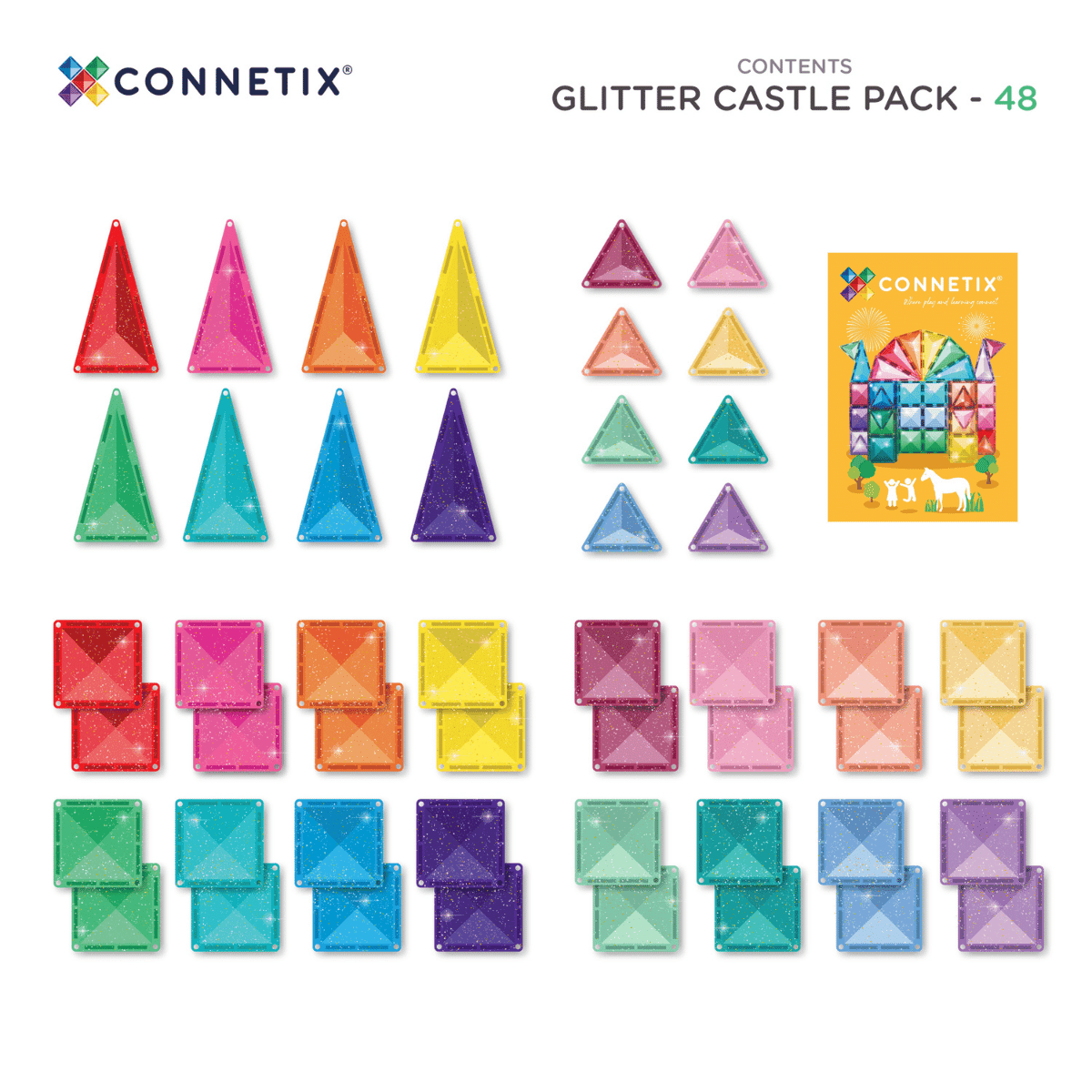 Connetix Glitter Castle Pack, 48 pc