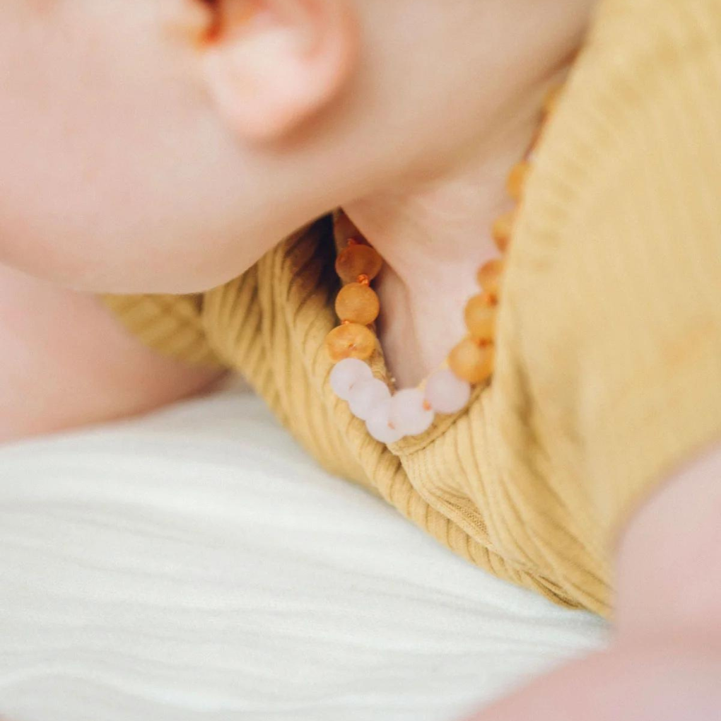 Baby-Bernsteinkette Rosenquarz