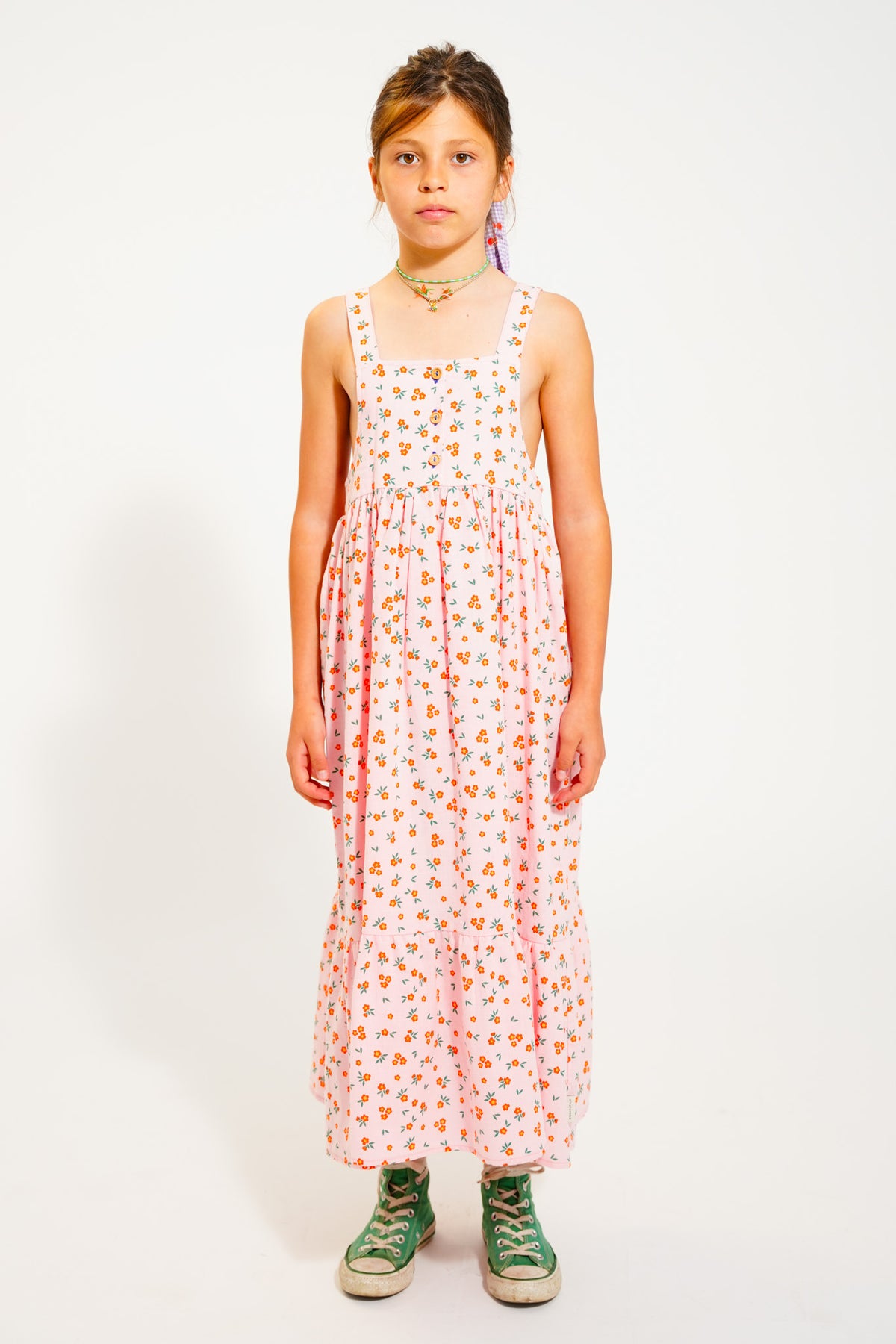 Langes Kleid mit Blumen-Muster
