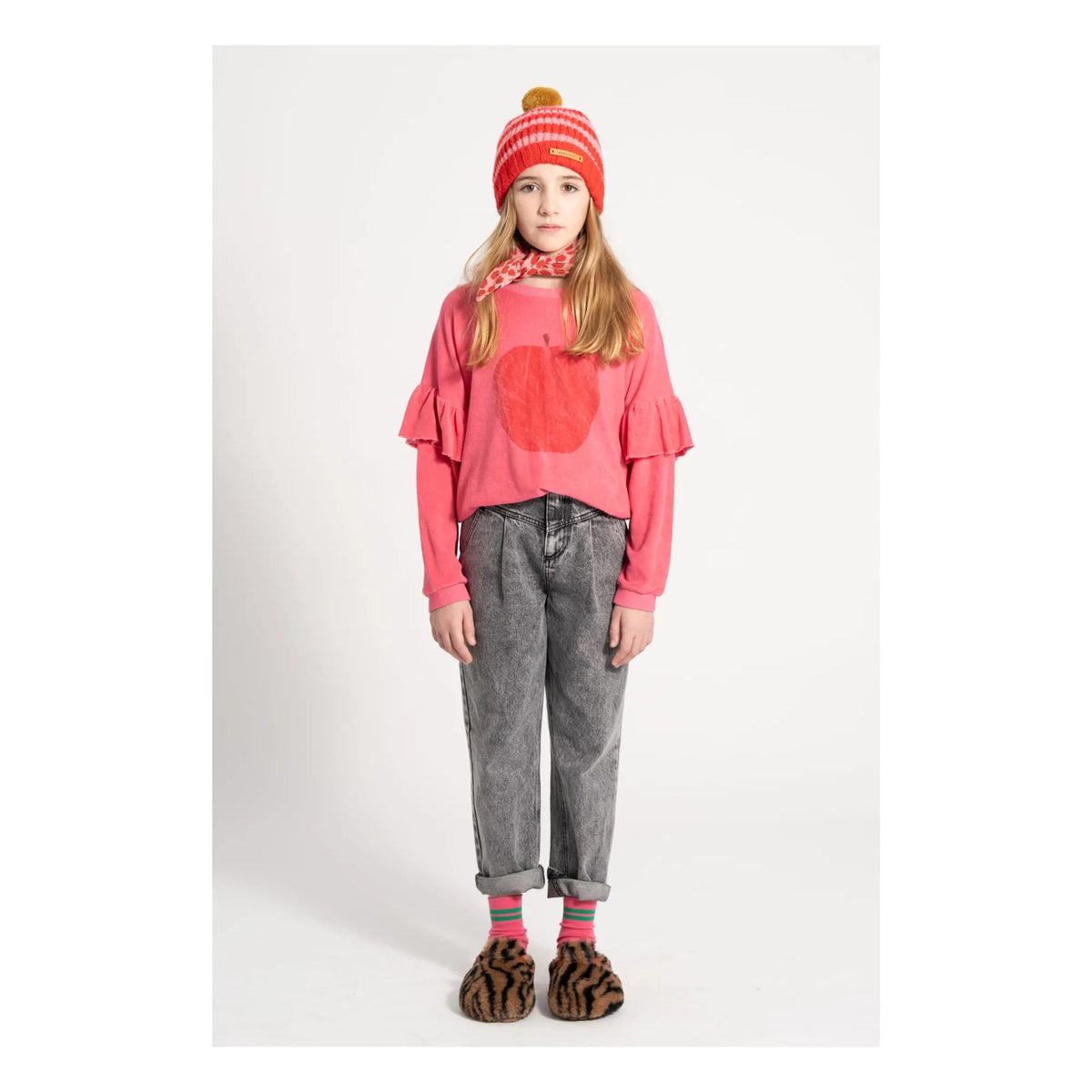Frottee Sweatshirt mit Apfel Print